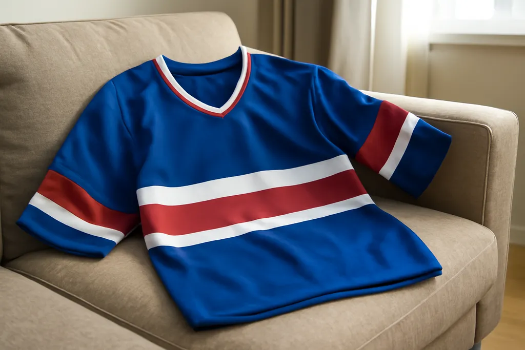 Editorial photo illustrating hockey jersey lacing collar