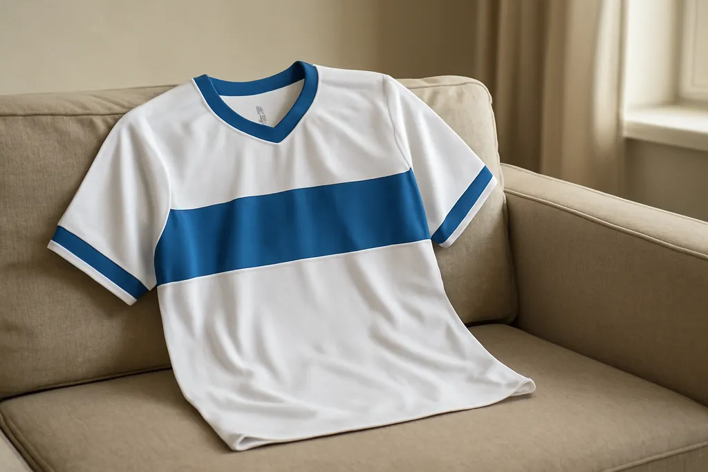 Editorial photo illustrating soccer jersey badge placement